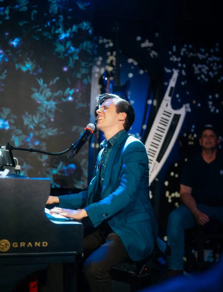 The performers at Two Tones Dueling Piano Bar play multiple instruments during shows on Thursday, Friday and Saturday nights.