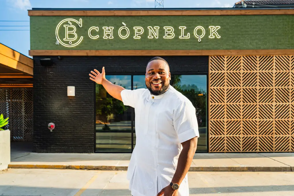 Chef Ope Amosu welcomes everyone into ChòpnBlọk. (Photo by StuffBenEats )