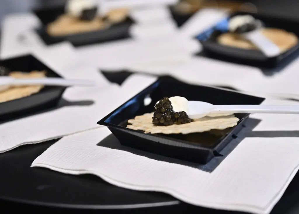 Domus Caviar bites at Gala Design-Studio opening (Photo by Alex Montoya)