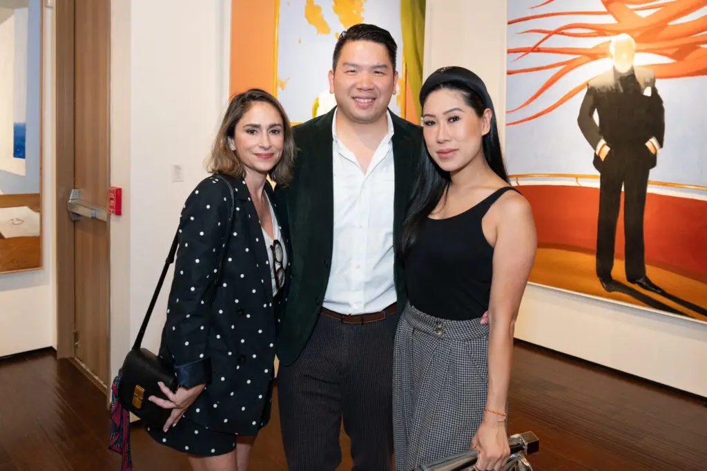 Emilia Menocal, Michael Vo, Debbie Nguyen celebrate the opening of "80 Circumnavigations of the Sun" at Art of the World Gallery. (Photo by Paul R. Davis Photography)