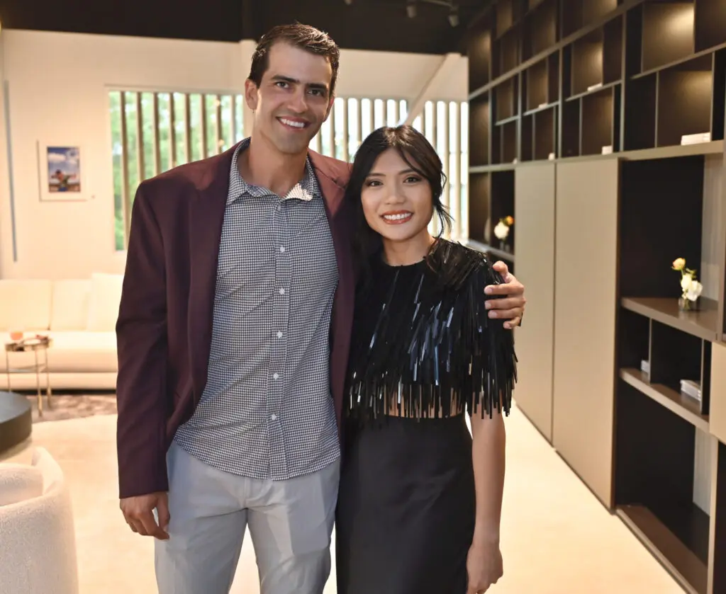 Jose Martinez, Renee Galang enjoy the Gala Design-Studio opening party. (Photo by Alex Montoya)