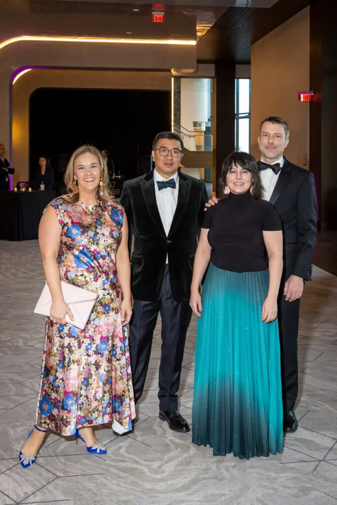 ALH board president Katy Schawe, co-chair John Luu, Jennifer Blanco, John Earles at Art League Houston's 76th Anniversary Gala , Bloom (Photo by Alex Barber)