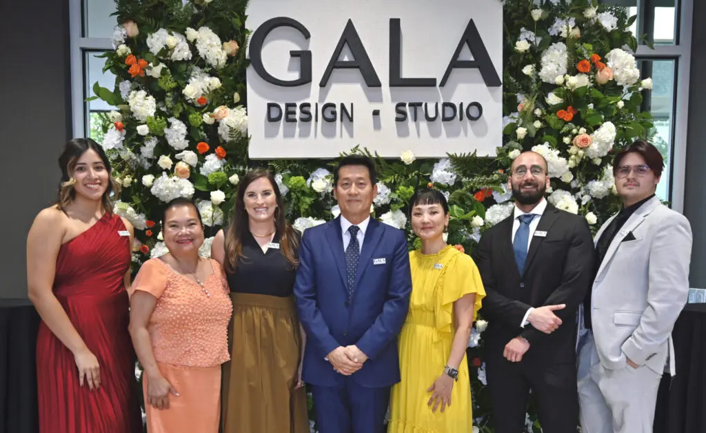 Madison Villarreal, Helen Conol, Megan McLain, James Kim, Deborah Helman, Anthony Khalife, Mauricio Lara at Gala Design-Studio opening (Photo by Alex Montoya)