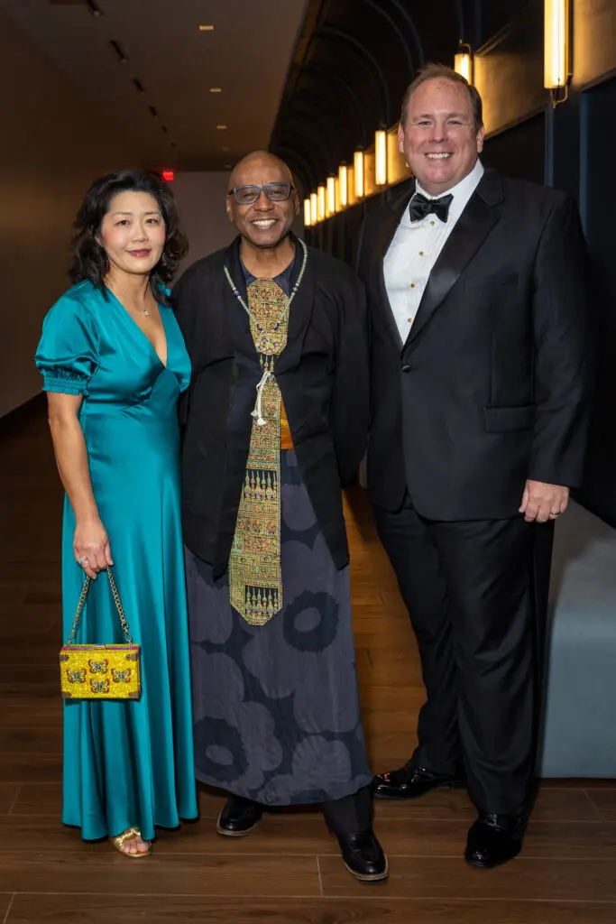 Michelle Hung, Selven O’Keef Jarmon, Robert Raney at Art League Houston's 76th Anniversary Gala, Bloom (Photo by Alex Barber)