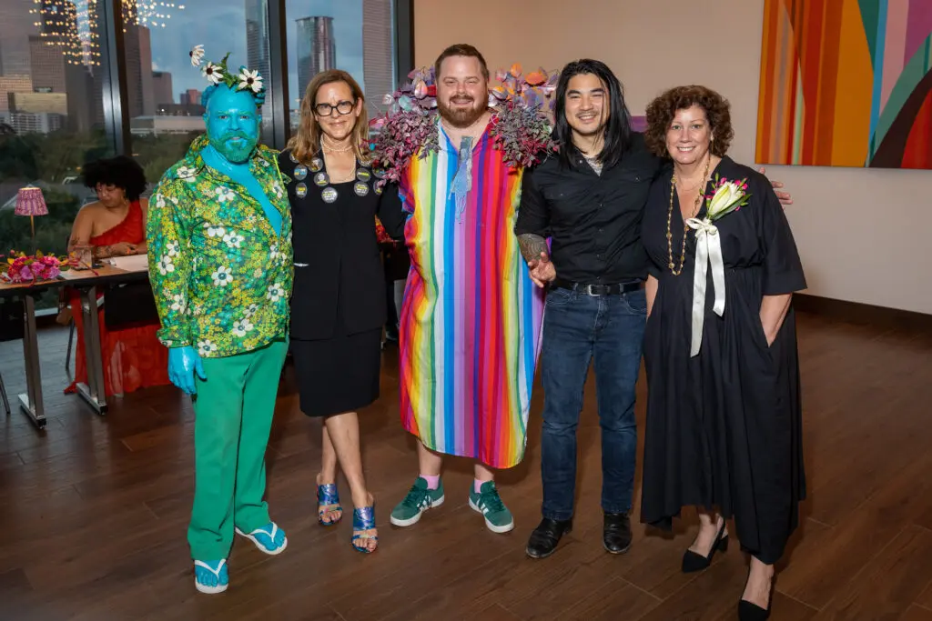 Mitch Pengra, Sarah Fisher, Doug Welsh, Loc Huynh, Xandra Eden at Art League Houston's 76th Anniversary Gala, Bloom (Photo by Alex Barber)