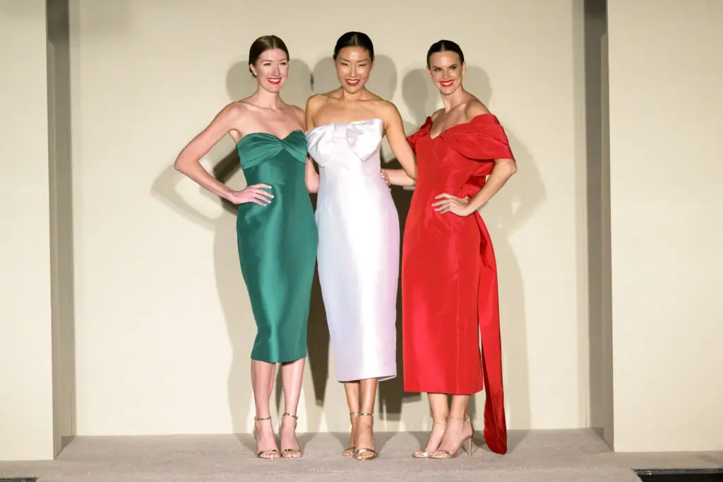 Saks Fifth Avenue models in Italian flag colors at the Italian Cultural & Community Center Luncheon at River Oaks Country Club (Photo by Michelle Watson, CatchLightGroup.com)