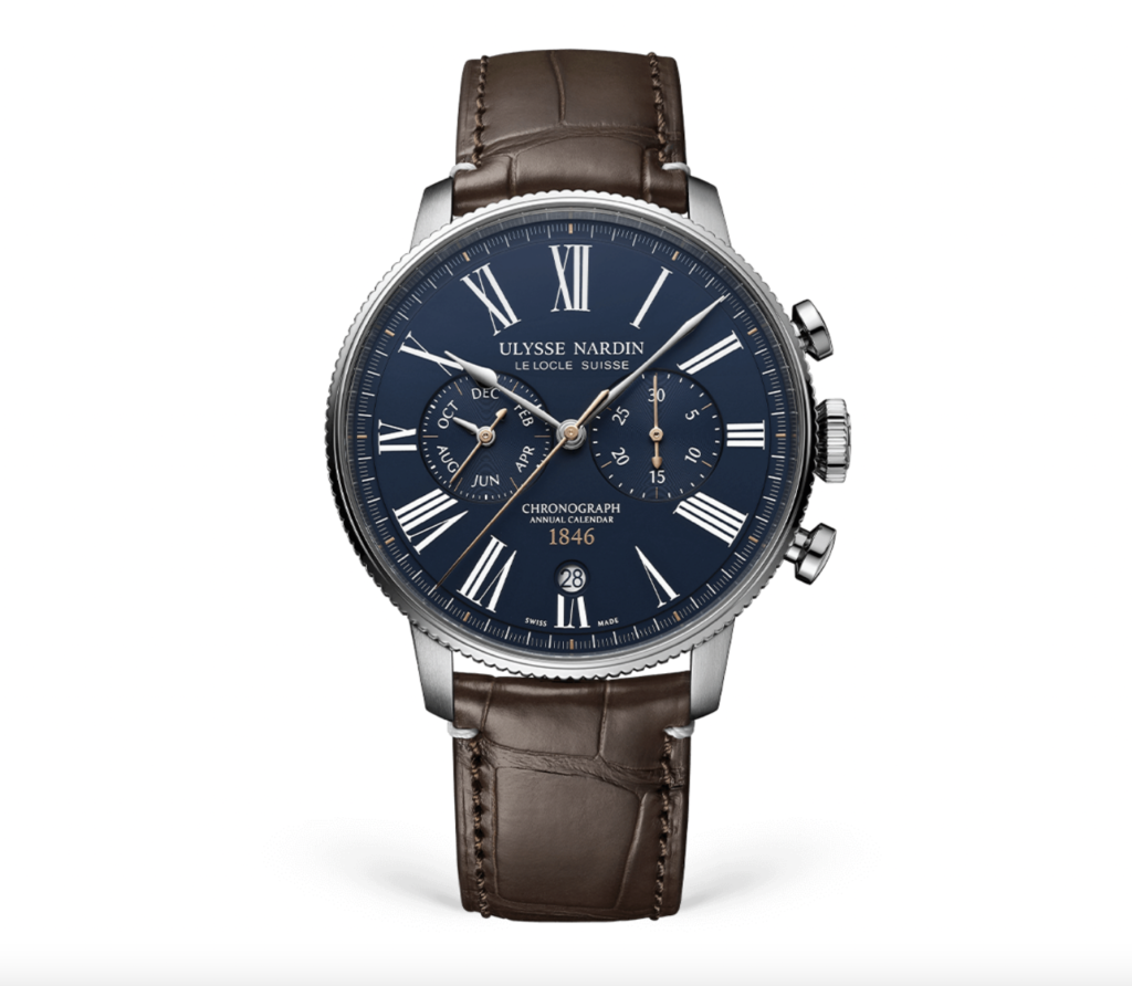 Ulysse Nardin TORPILLEUR ANNUAL CHRONOGRAPH 44MM, available at Eiseman Jewels. 