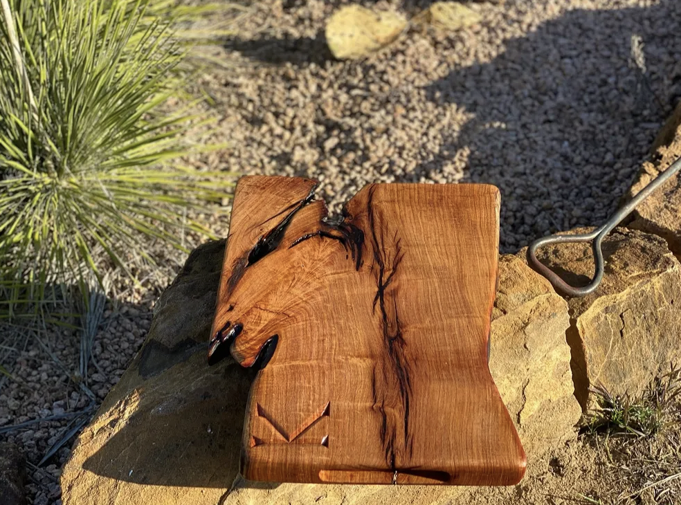 The Abstract Choppin' Top™ is a one-of-a-kind mesquite cutting board, showcasing unique, tree-inspired artwork. (Photo courtesy Chap's)