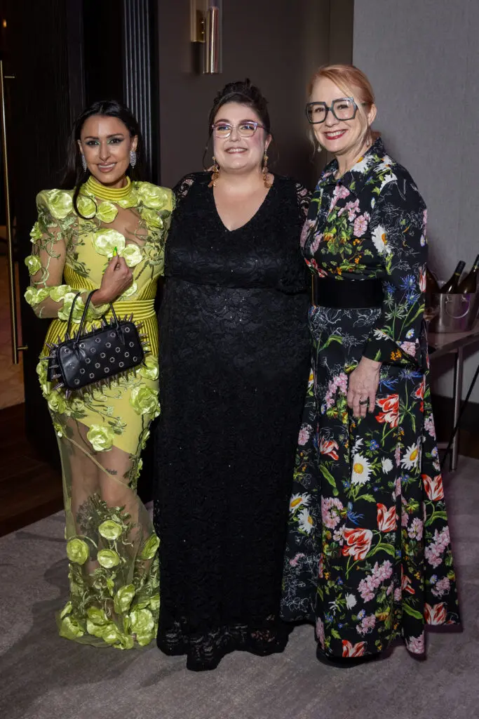 Co-chair Taylor Amador-Williamson, ALH executive director Jennie Ash, Rebekah Johnson at Art League Houston's 76th Anniversary Gala, Bloom (Photo by Alex Barber)