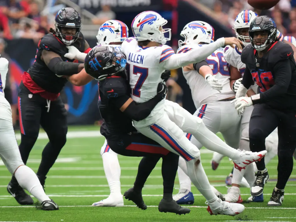 Bills quarterback Josh Allen found out just how ferocious this Texans defense really is. (Photo by F. Carter Smith)