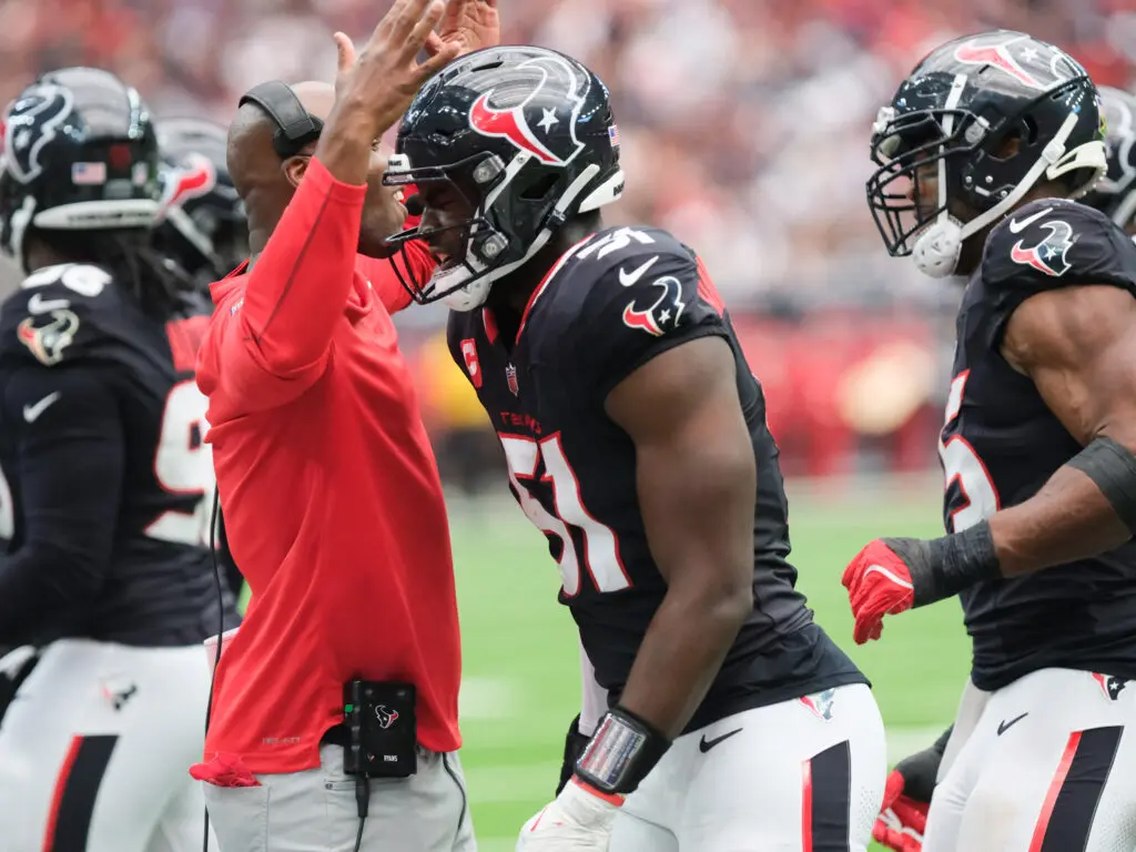 Houston Texans coach DeMeco Ryans celebrates Will Anderson Jr.'s impact. (Photo by F. Carter Smith)