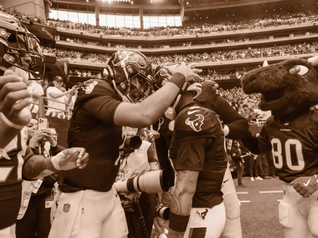 Texans quarterback C.J. Stroud and receiver Tank Dell have a tight bond.  (Photo by F. Carter Smith)