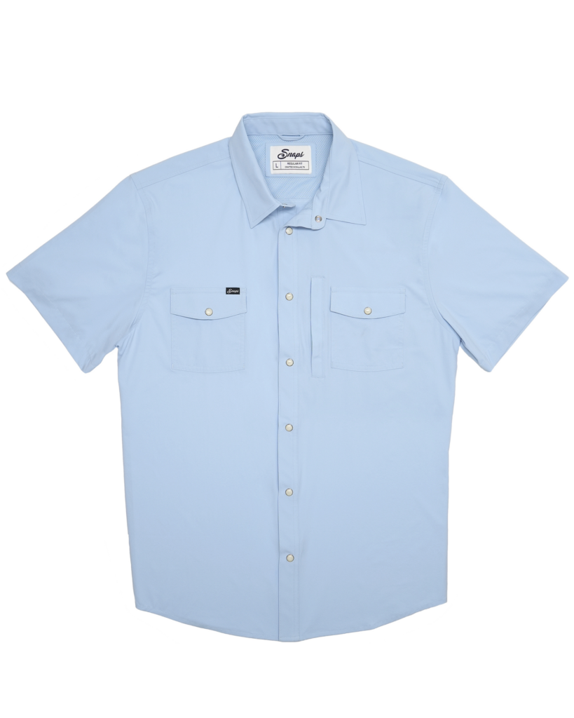 The Traveler Short Sleeve combines lightweight fabric with UPF 50+ sun protection, perfect for modern adventurers. (Photo courtesy Snaps Clothing)