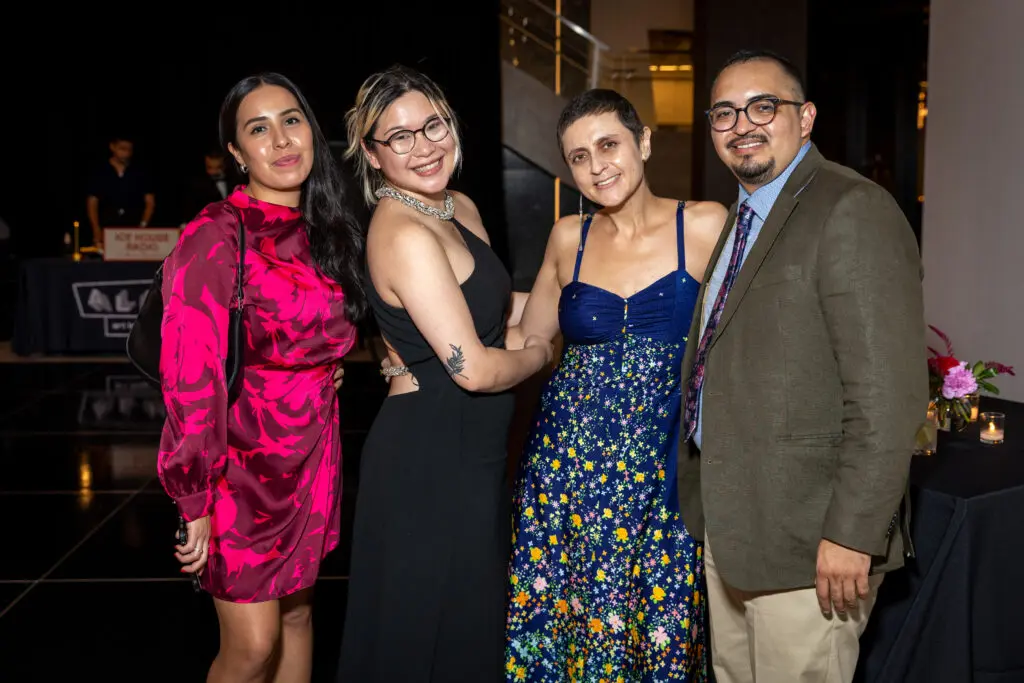 Verónica Gaona, ALH curator and exhibitions manager Zhaira Costiniano, Nela Garzón, Guadalupe Hernandez at Art League Houston's 76th Anniversary Gala, Bloom (Photo by Alex Barber)