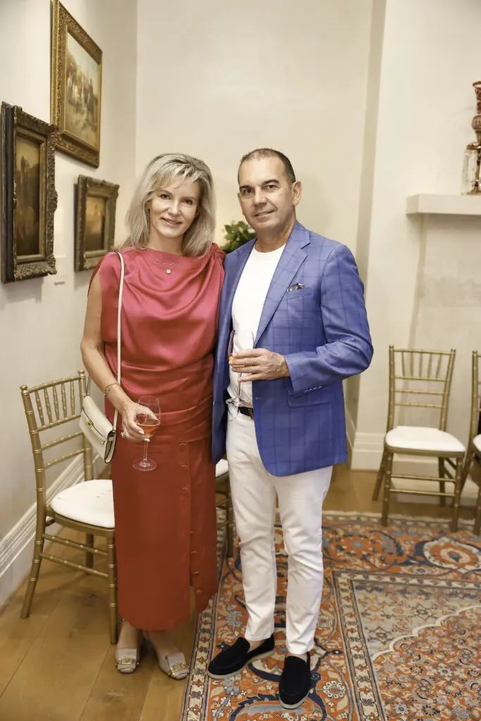 Tatiana Sorkin, Michael Corey at Amir Taghi's trunk show in the family home in Tanglewood (Photo by Quy Tran)
