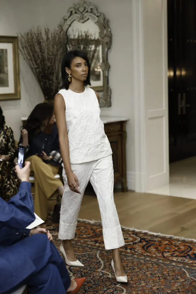A sophisticated look from Amir Taghi's 2025 Spring Collection, coming to Neiman Marcus Houston and online in December (Photo by Quy Tran)