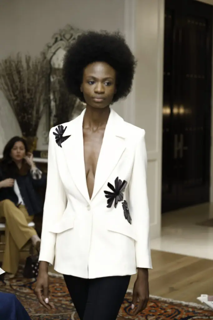 A sophisticated look from Amir Taghi's 2025 Spring Collection, coming to Neiman Marcus Houston and online in December (Photo by Quy Tran)