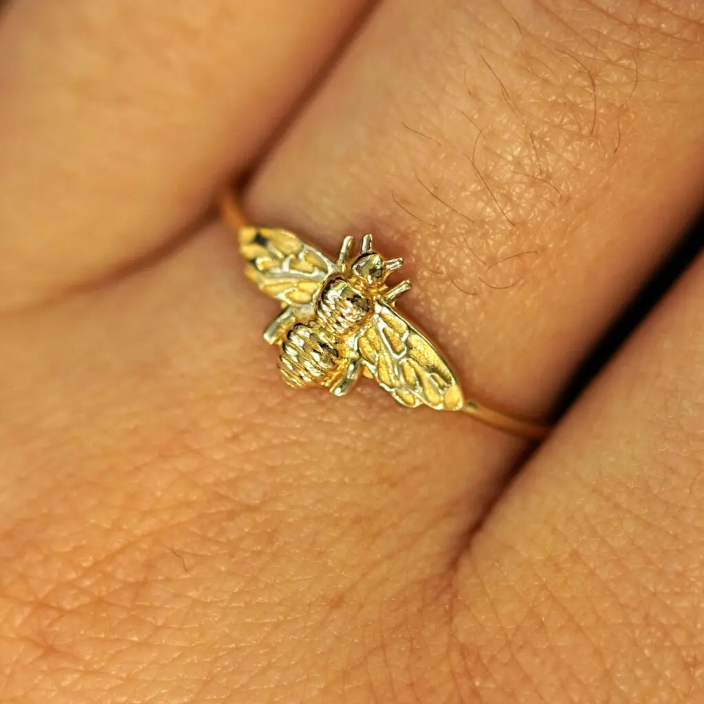 
The Bee Ring is crafted from solid recycled gold, offering a sustainable and timeless accessory for everyday elegance. (Photo courtesy Automic Gold)