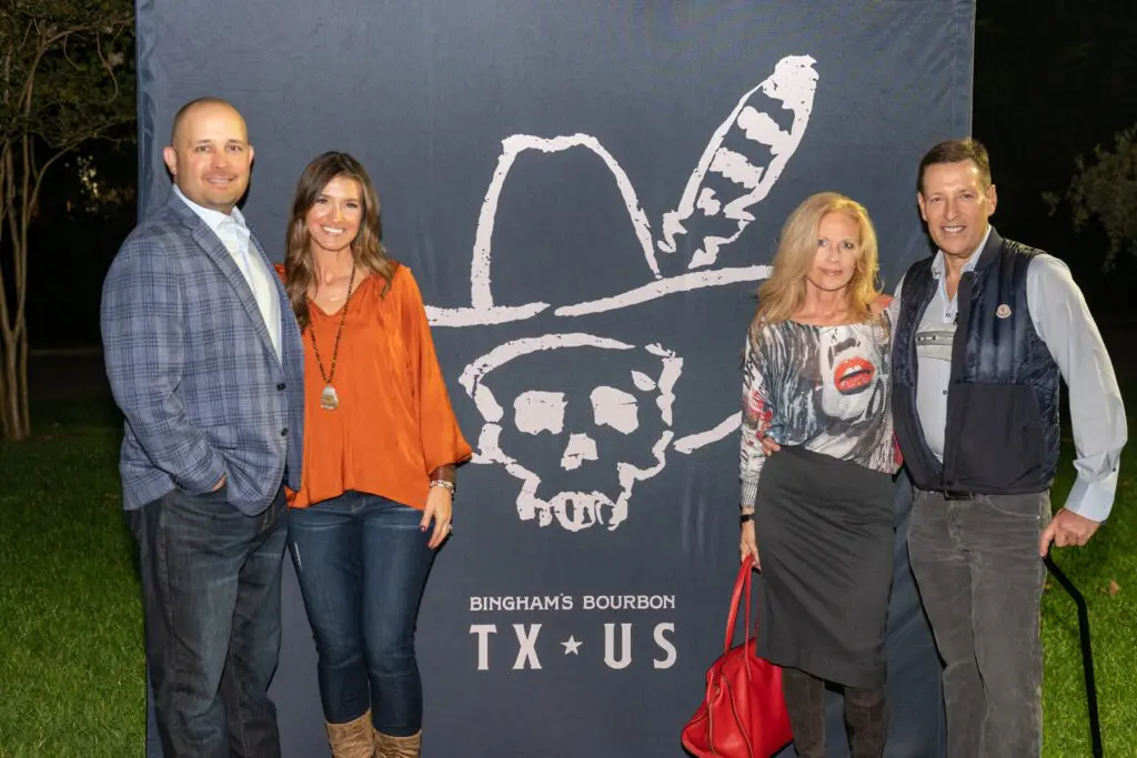 Sean & Carrie Tackett, Eva Horton, Neal Golden attending the 'Tribute to Fall' at The Houstonian's Manor House (Photo by Katy Cartland Photography)