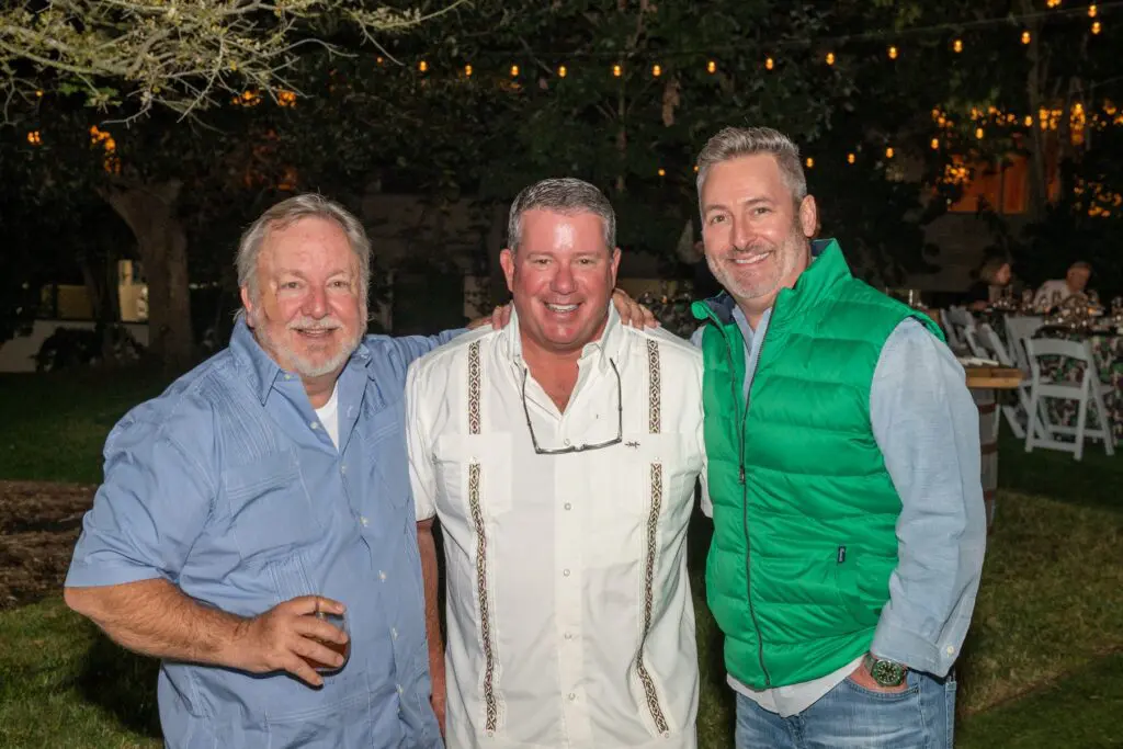 Andy Packmore, Steve Fronterhouse, Stephen Strickland attending the 'Tribute to Fall' at The Houstonian's Manor House (Photo by Katy Cartland Photography)