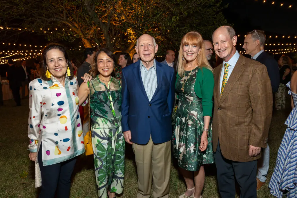 Andrea White, Chinhui Allen, Bill White, Gracie Cavnar, Eddie Allen at The Menil Collection 'Party in the Park.' (Photo by Jenny Antill)