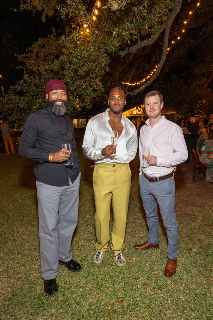 Anthony Suber, Troy Hamm, Adam Jennings at The Menil Collection 'Party in the Park.' (Photo by Jenny Antill)