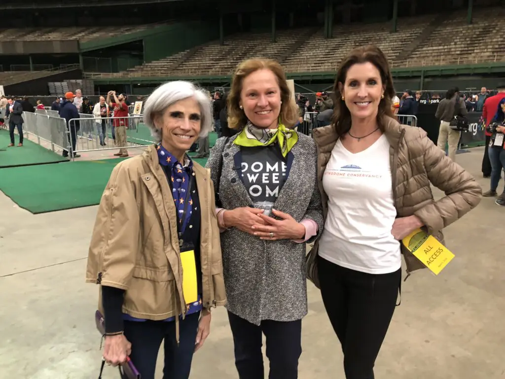 Astrodome Conservancy partners Judy Nyquist, Minette Boesel, Phoebe Tudor at the Domecoming event. 