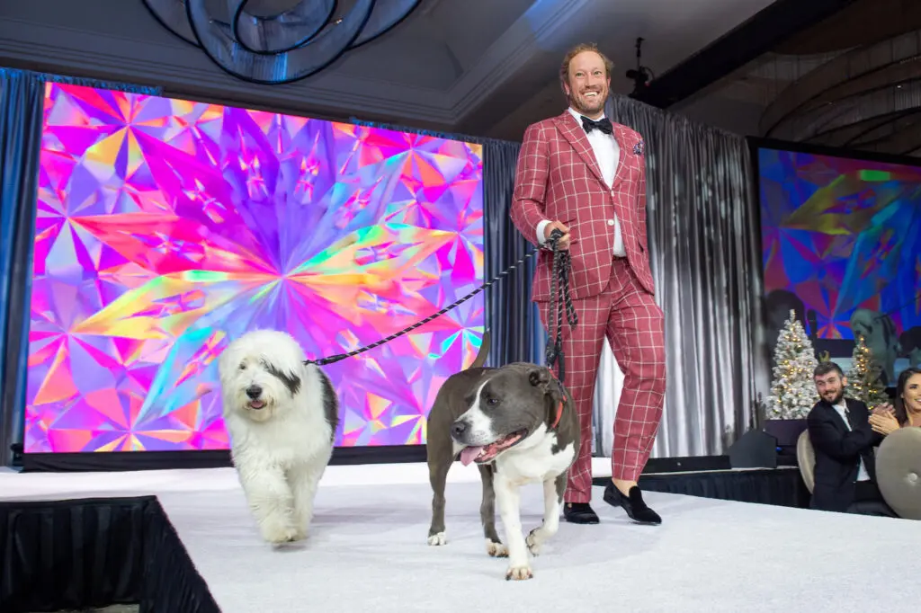 Ben Ackerley with Daphne and Meatball at Citizens for Animal Protection 'Celebrity Paws Gala' (Photo by Jacob Power)