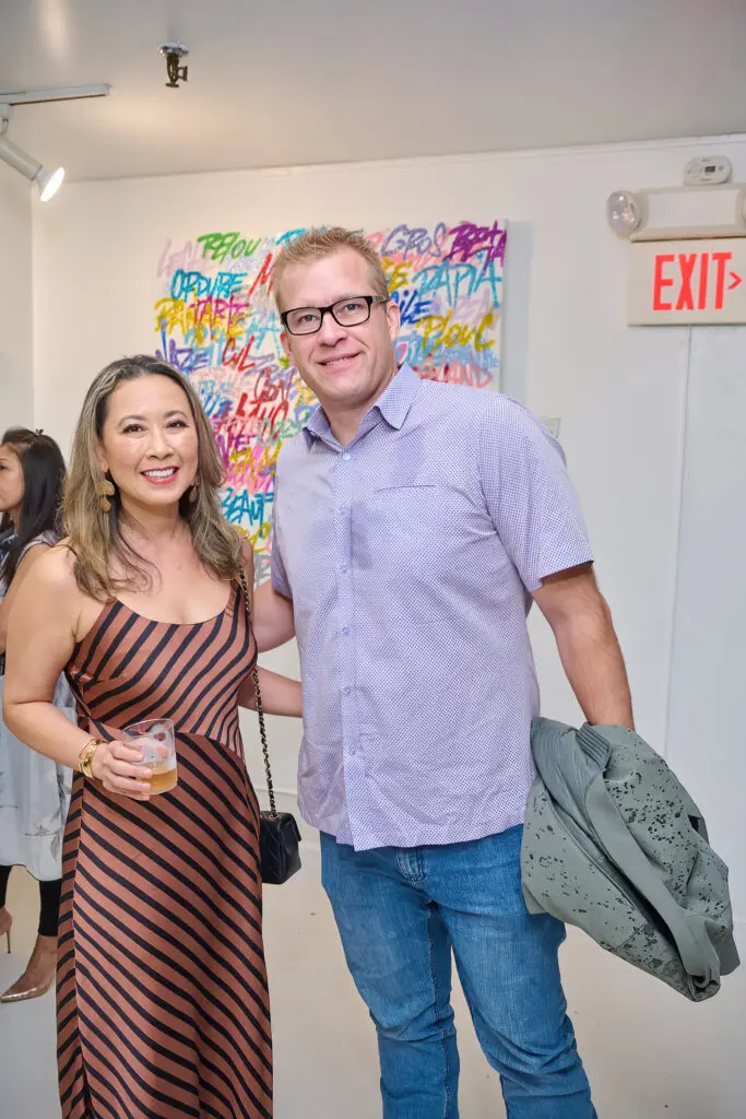 Vy & Jim Hopkins at the "Frenchies & Friends" opening celebration at Alliance Française de Houston. (Photo by Charlie Horse Photography)
