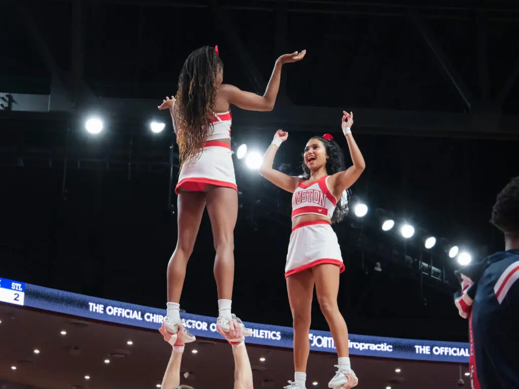 University of Houston cheerleader bring plenty to the Fertitta Center atmosphere. (Photo by F. Carter Smith)