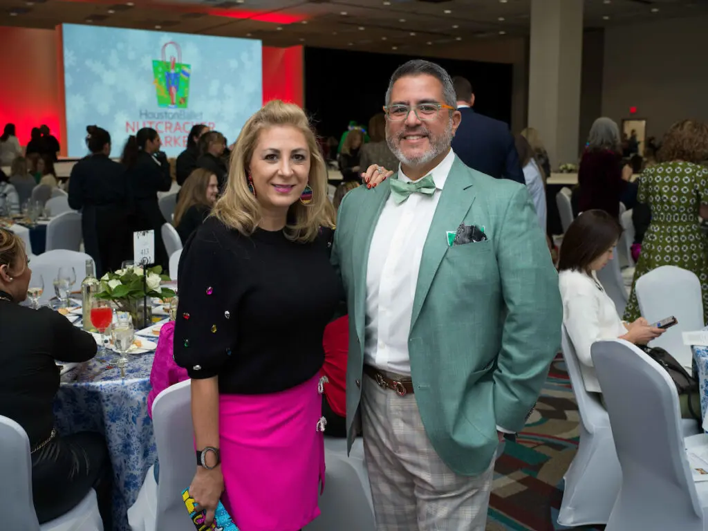 Deborah Elias, Dr. Roland Maldonado at the Houston Ballet Nutcracker Market Macy's Fashion Avenue show and luncheon