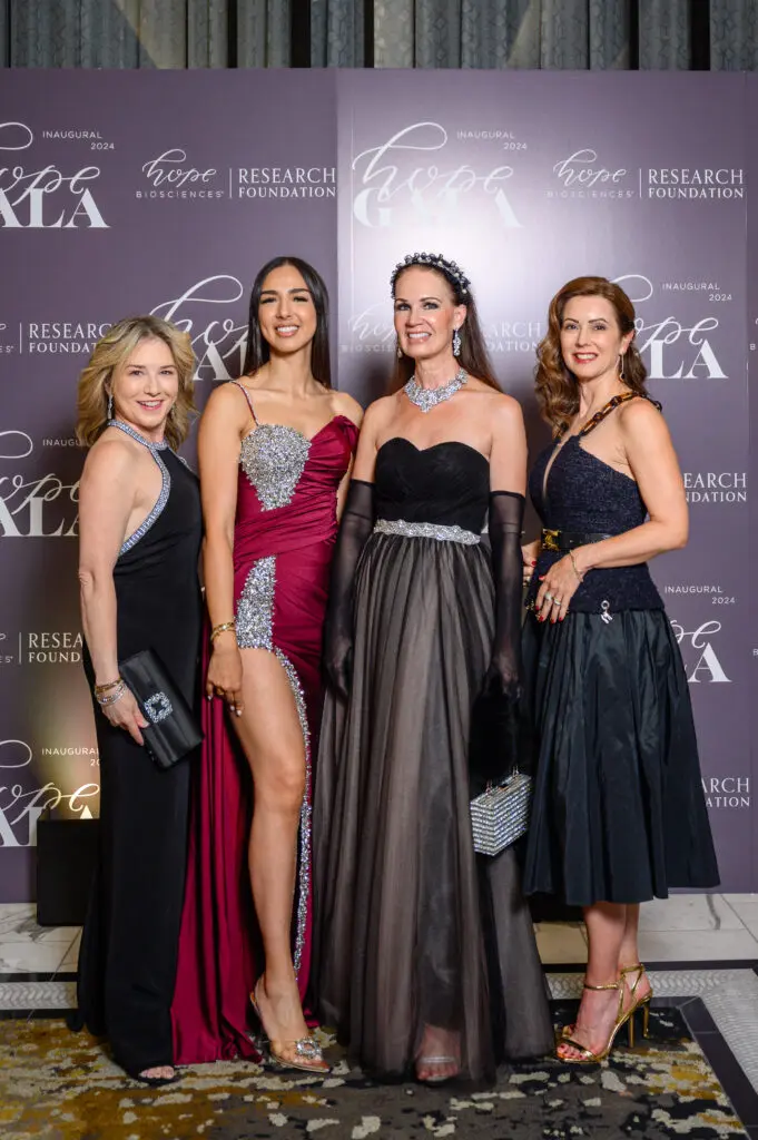 Donae Chramosta, Fay Bouchall, Beth Muecke, Jennifer Koller at the Hope Biosciences Research Foundation gala  (Photo by Si Vo)