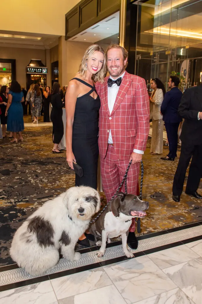 Emily Kirby and Ben Ackerley, with Daphne and Meatball at Citizens for Animal Protection 'Celebrity Paws Gala' (Photo by Jacob Power)