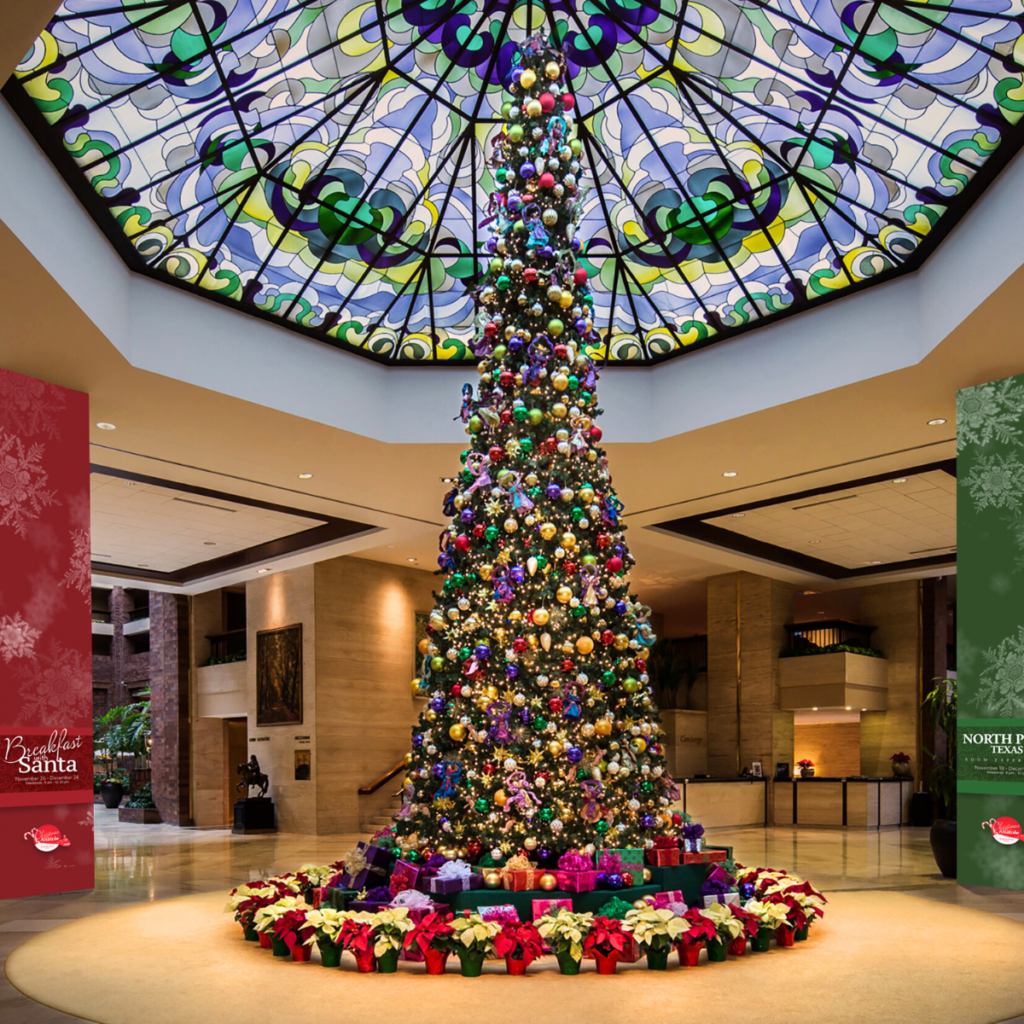 The Hilton Anatole truly decks its halls full of Christmas cheer each year.