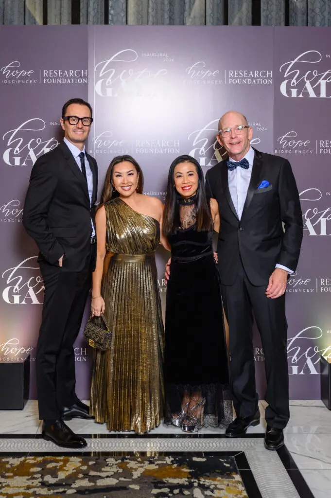 Julian Nolan, Lily Jang, Chau Nguyen, Jay Sears at the Hope Biosciences Research Foundation gala  (Photo by Si Vo)