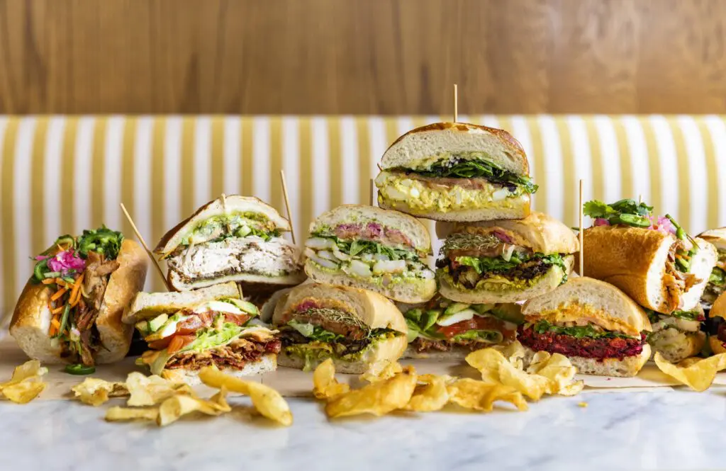 An array of delectable sandwiches served at the new Local Foods Market at Rice University. (Photo by Julie Soefer)