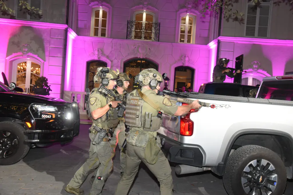 Part of the robbery arrest demonstration at the Houston Police Foundation True Blue fundraiser (Photo by Alexander's Fine Portrait Design )