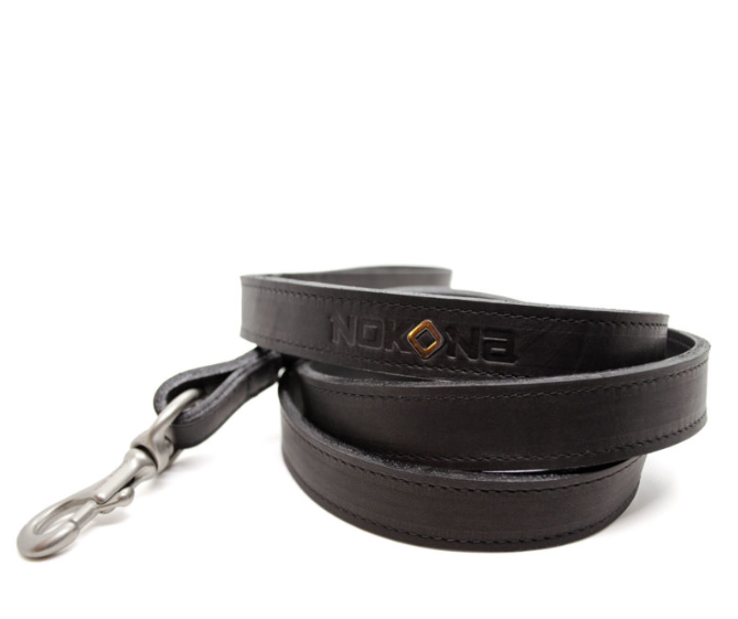 The 1" Dog Leash is made from full grain black Stampede™ ballglove leather with solid brass hardware. (Photo courtesy Nokona Leather Goods Company)