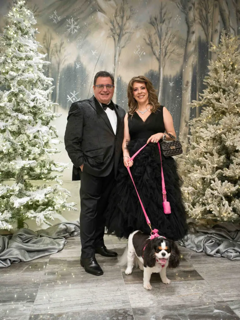 Steve and Daphne Savva with Jenga at Citizens for Animal Protection 'Celebrity Paws Gala' (Photo by Daniel Ortiz)