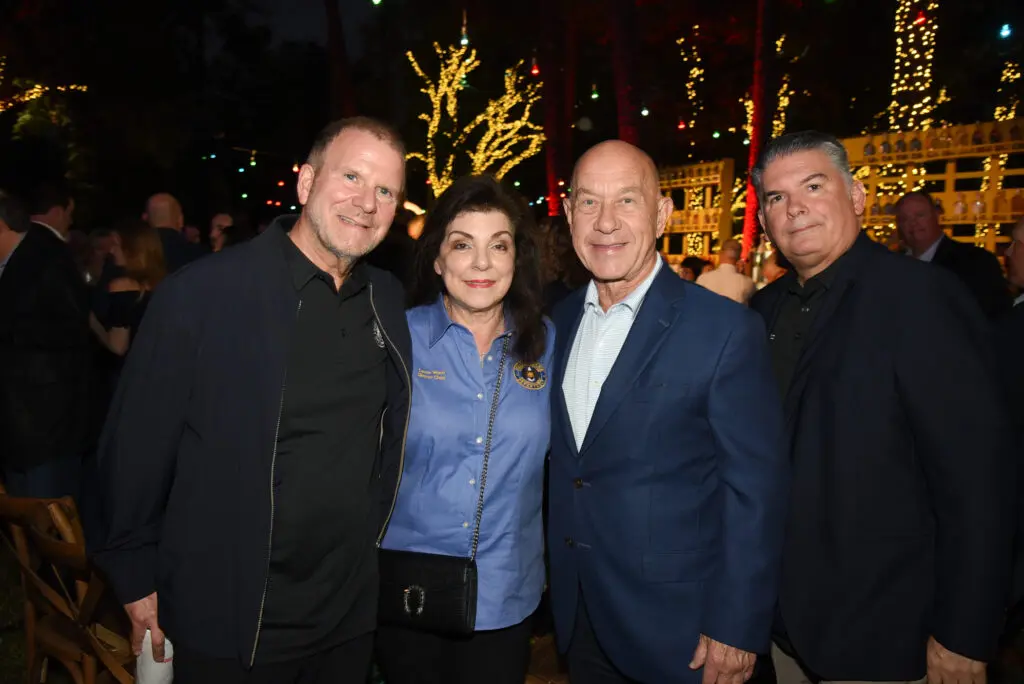 Houston Police Foundation board chair Tilman Fertitta, dinner chair Laura Ward, Mayor John Whitmire, Houston Police Chief J. Noe Diaz at the Houston Police Foundation True Blue fundraiser (Photo by Alexander's Fine Portrait Design )