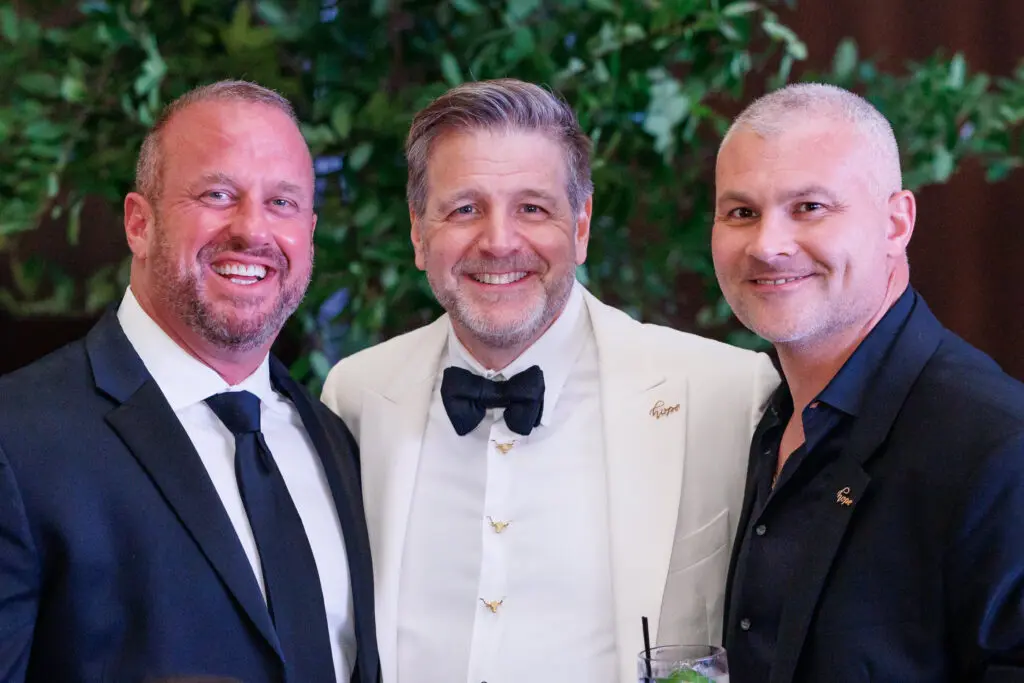 Tom Regan, Rob Chramosta, John Rushby at the Hope Biosciences Research Foundation gala  (Photo by Si Vo)