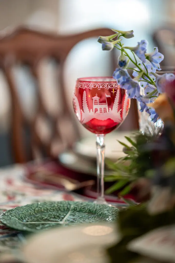 Glorious detail of the table in Caroline Harper Knapp's home decorated for the Kappa Kappa Gamma Charitable Foundation  'Holiday Pilgrimage' (Photo by Chris Bailey Photography) 
