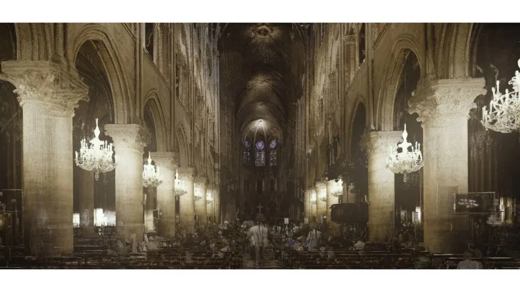 Notre-Dame Cathedral's intricate restoration is on display in a unique MFAH show.  (Ars Electronica. Image courtesy MFAH)