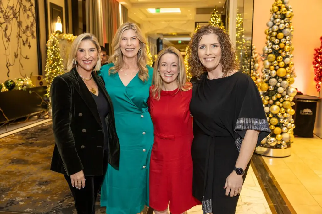 Brittany Franklin, Lisa McCoy, Katie Cooper, Jennifer Sanders at the Ambassadors for Texas Children's Hospital holiday party. (Photo by Jenny Antill)