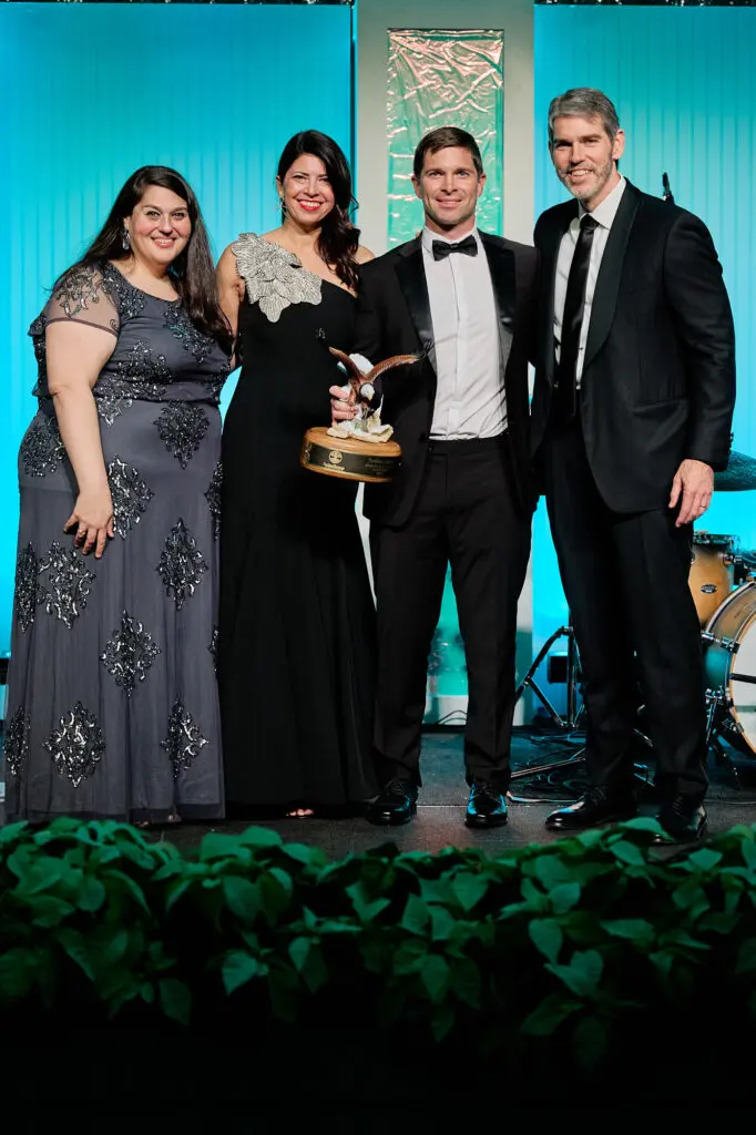 Jordan Zaiser, Lia Vallone, Lindsay Weddle, Bart Cahir at the Spindletop Community Impact Partners 50th annual Holiday Ball  (Photo by Fulton Davenport/PWL Studio)