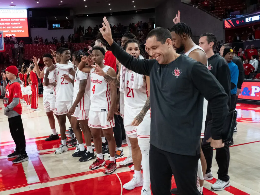University of Houston Kellen Sampson is gratified by every win, but some mean more than others. (Photo by F. Carter Smith)