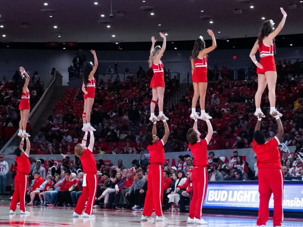 University of Houston's cheerleaders add plenty to the Fertitta Center atmosphere. (Photo by F. Carter Smith)