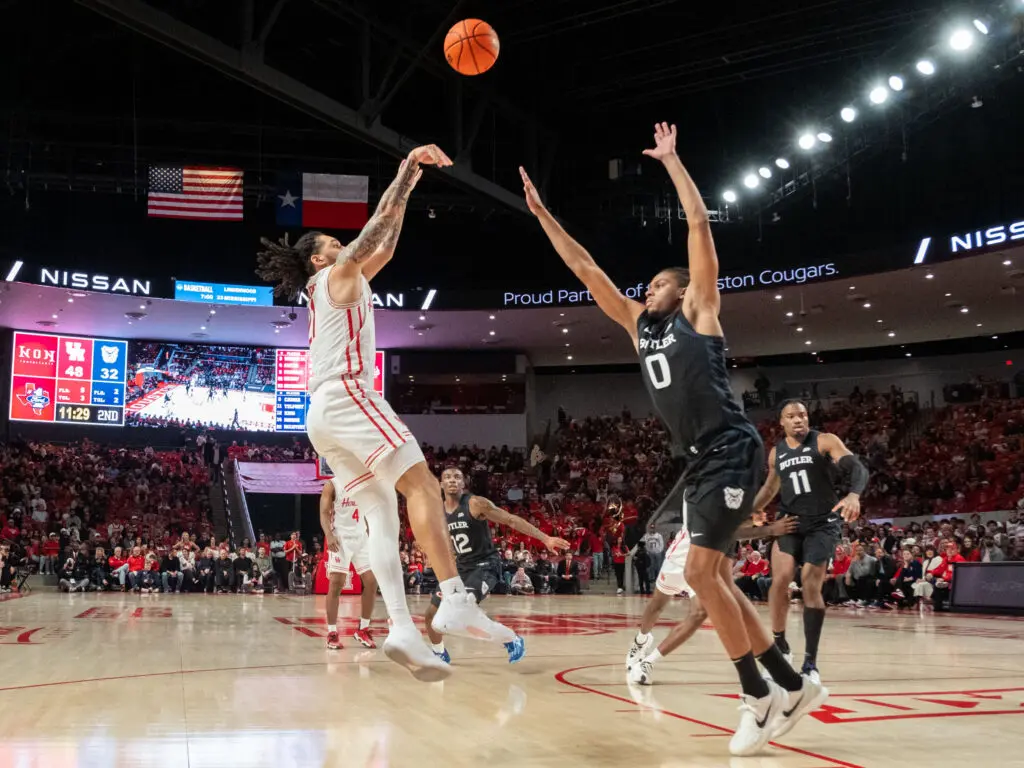 University of Houston guard Emanuel Sharp can create his own shot. (Photo by F. Carter Smith)