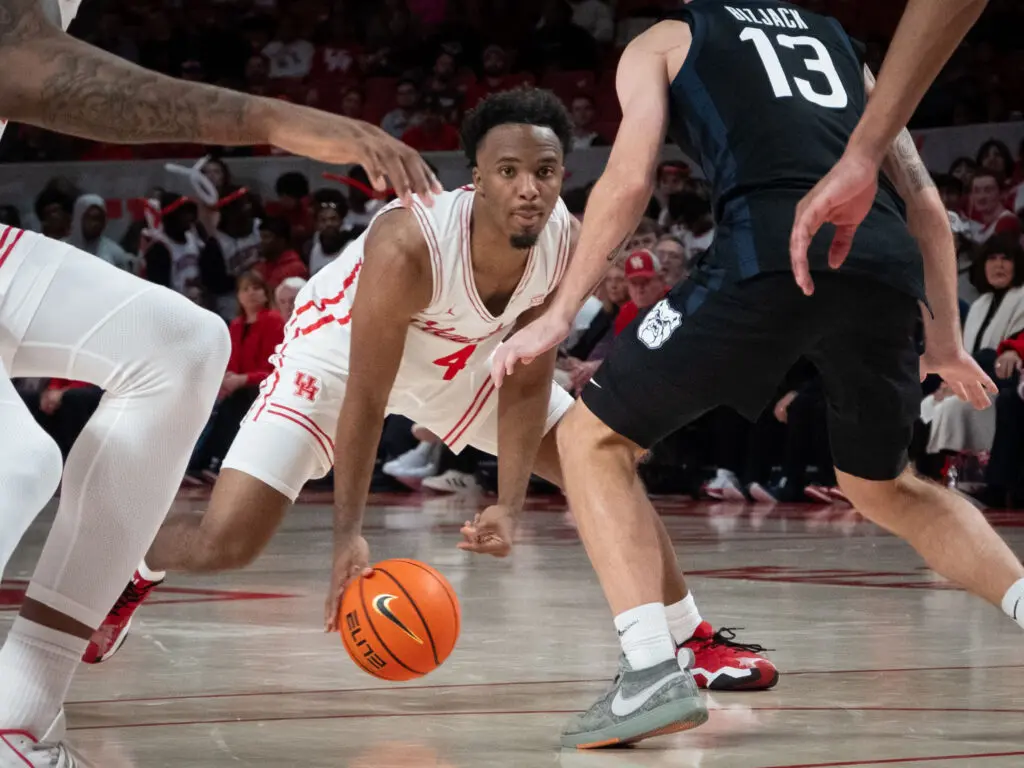 LJ Cryer is taking on more primary ball handling responsibilities when point guard Milos Uzan goes to the bench. (Photo by F. Carter Smith)