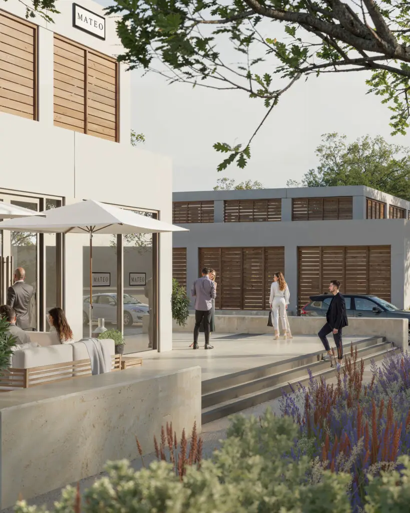 Rendering of The Seam, an upscale outdoor shopping and dining destination that will open in the Dallas Design District in Summer 2026. (Courtesy)